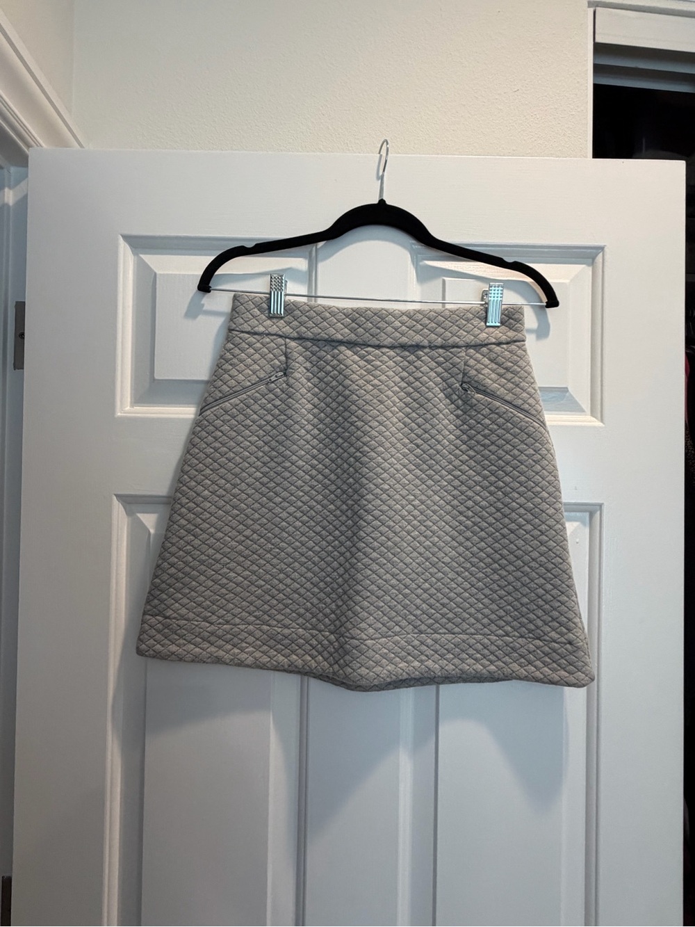 Marine Layer Quilted Light Gray A-Line Skirt
